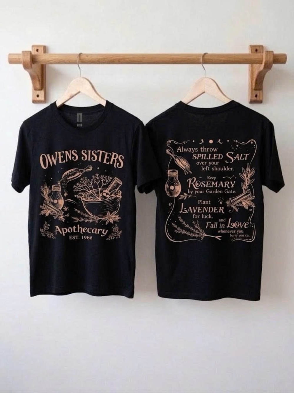 Retro Owens Sisters Apothecary Botanical Witch Graphic Shirt Black